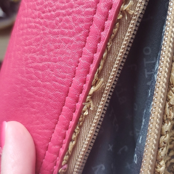 Olivia and Joy Janice Shoulder Bag Tan Straw/Fushcia - Picture 9 of 11